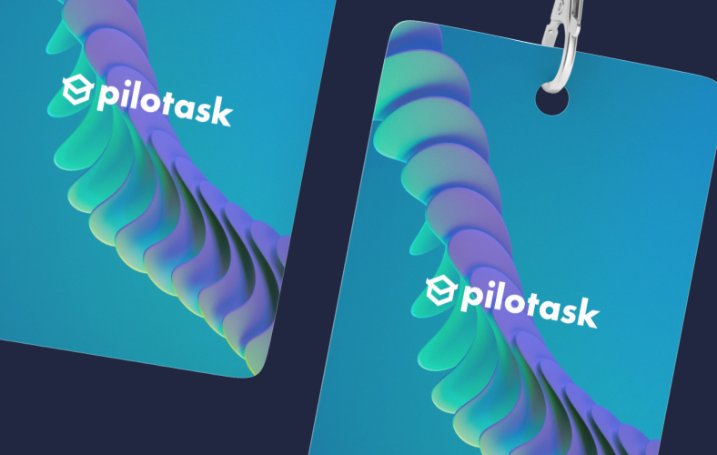 Dettaglio del logo Pilotask su sfondo colorato