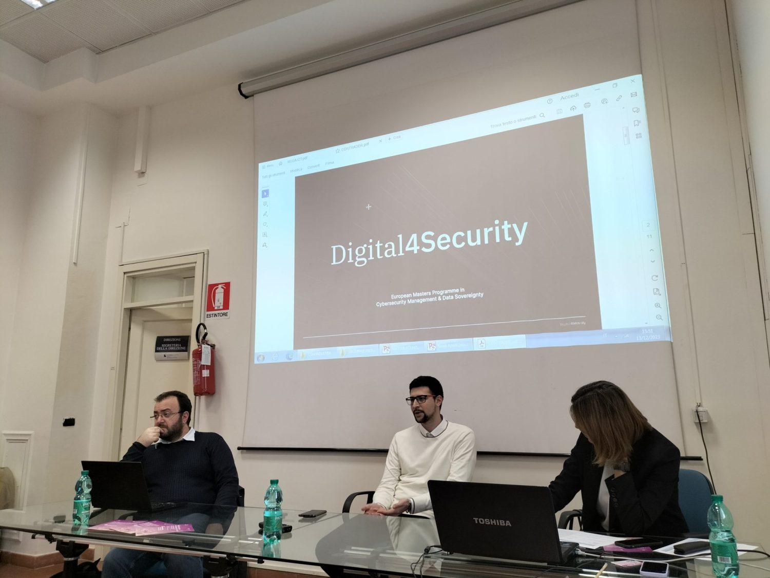 Lodovico Di Ciocco di Contrader con altri esperti durante la presentazione del progetto Digital4Security