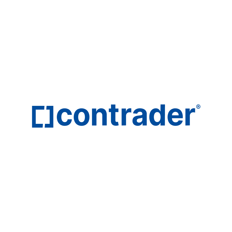 Partnership strategica tra Contrader e ValGenesis: Logo Contrader in blu su sfondo bianco 
